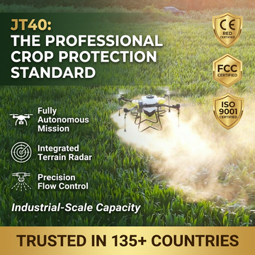 JT40 Crop Protection Drone: Aviation-Grade Airframe & IP67 Flight Controller for Reliable All-Weather Field Operations