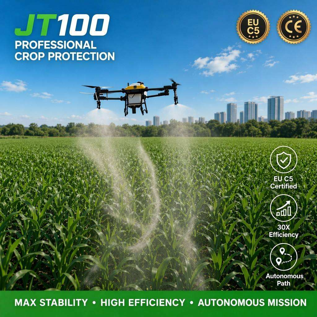 High Capacity 70L Joyance JT100 Agriculture Drone Sprayer, High Efficiency Autonomous RTK Farm Spraying UAV for Large-Scale Farm Operation